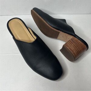 Nisolo - Mariella Black Leather Mules with Block Heel